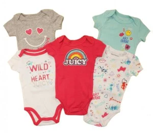 Juego de 5 piezas de Body Juicy Couture Infant Girls Fucsia & Aqua Talla 0/3M 3/6M 6/9M - Imagen 1 de 1