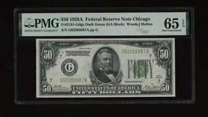 DBR 1928-A $50 DGS FRN Chicago Fr. 2101-Gdgs Gem PMG 65 EPQ Serial G02392087A - Picture 1 of 2