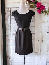 TAHARI Arthur S. Levine Women's Black Dress Cap Sleeve Career Belted Size 2P EUC