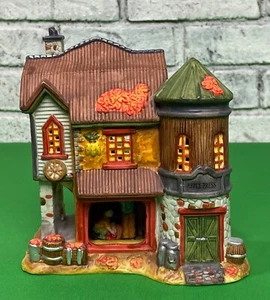 Casa de cerámica vintage, 1992 Christmas Village Apple Press LR, luz no incluida - Imagen 1 de 11