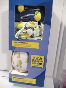 Alex's Lemonade Stand Hair Accessory Detangler Brush Kit New Barrette Scrunchie - Picture 1 of 4