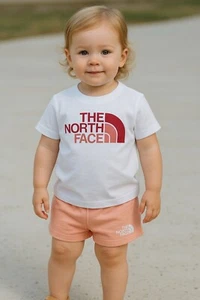 The North Face Toddler Cotton Summer T-Shirt and Short Set White Pink / RRP £35 - Picture 1 of 8