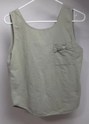 Camiseta sin mangas pequeña para mujer A'Milano verde oliva lazo cuello redondo vintage años 80 Foto 1 de 4