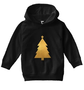 Gold Foil Christmas Tree - Santa Claus Xmas Holiday Toddler/Youth Hoodie - Picture 1 of 12