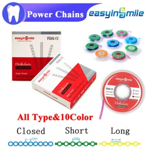 1Pc Elastic Power Chain Dental Orthodontic Rubber Braces Bands Short Long Closed - Picture 1 of 15