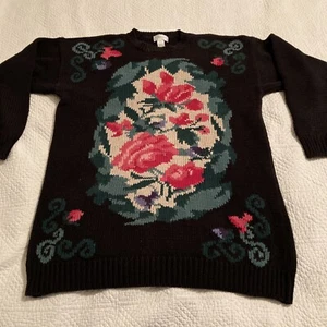 Vintage Van Heusen For Her Womens Cottagecore Floral Knit Sweater SZ M - Picture 1 of 12