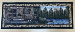 Welcome to the Lake Tapestry Table Runner, Cabin Decor 35”x13” - Picture 1 of 10