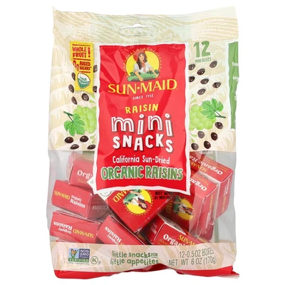 California Sun-Dried Organic Raisin Mini-Snacks, 12 Boxes, 0.5 oz Each - Image 1 of 3