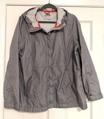 Chaqueta de lluvia ZeroXposur gris para mujer con cremallera frontal con capucha cortavientos ligera XL Foto 1 de 4