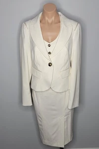 Bebe Winter weißer Blazer, Korsett Fit Neckholder und schmaler Bleistiftrock Anzug Set - Bild 1 von 17