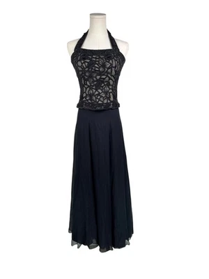 Raro Vestido De Colección Diane Freis Seda Cuentas a Mano Capricho Bruja Negro Talla 6 Foto 1 de 4