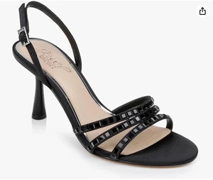 BADGLEY MISCHKA Kathryn Bejeweled Stiletto Sandals Women’s US Size 10, Black - Picture 1 of 14