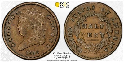 1832 Classic Head Half Cent - PCGS XF-45 - Extra Fine 45 - Image 1 of 4