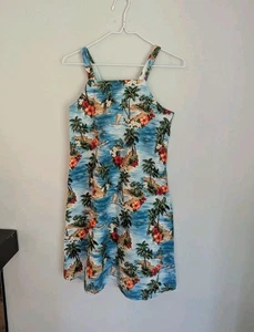 Hilo Hattie Hawaiian Original Little Girls XL Women's XS Sleeveless Dress Blue - Picture 1 of 10