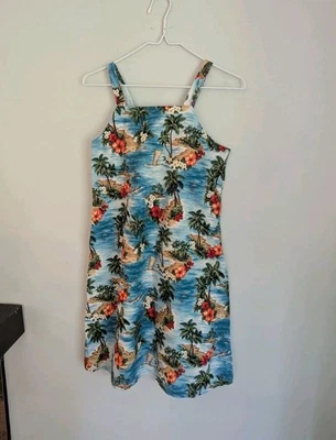 Hilo Hattie Hawaiian Original Girls XL Womens XS Sleeveless Dress Blue 159 - Image 1 of 4