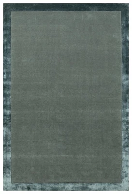 Hand-Tufted Color Gray Silk Border Handmade Luxury Design Area Carpet Rug - Image 1 of 4
