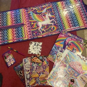 2016 Lisa Frank Trifold Portfolio Rainbow Unicorn Folding Binder Stickers Puzzle - Picture 1 of 24