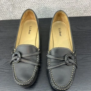 L.L. Mocassini mocassini Bean 0DVB4 neri in pelle cucita ballerine donna US 7,5 - Foto 1 di 10