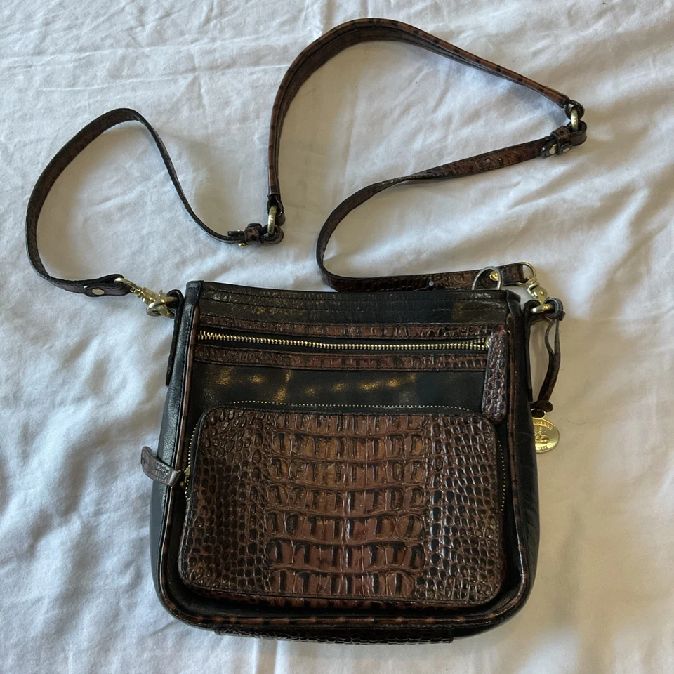 Bolso Bandolera Brahmin Cleo Cocoa Melbourne Cuero Cocodrilo Repujado H45151 Foto 1 de 4