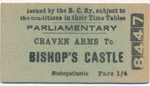 Bishop's Castle Railway ticket 8447 - CRAVEN ARMS to BISHOP'S CASTLE - Picture 1 of 2