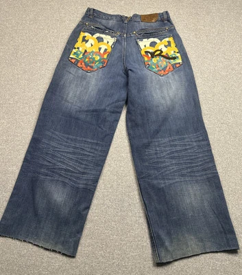 **Altered Rocawear Jeans 90s Y2K Wide Legged Baggy Size 18 Youth Denim Grunge - Изображение 1 из 4