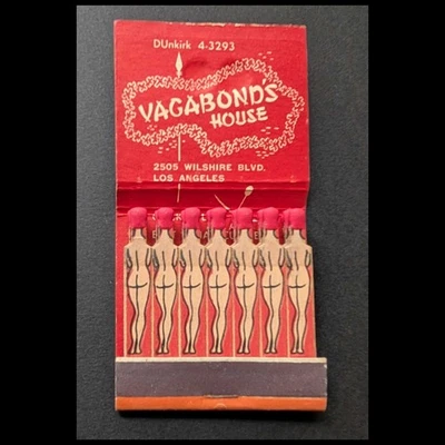 Libro completo Girlie Feature Matchbook Joe Chastek's Vagabond's House Los Angeles CA Foto 1 de 3