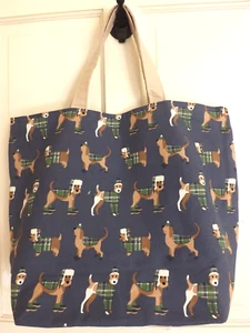 Handmade Dogs Fabric Tote Shopping Beach Bag Lined Reusable Reversible Washable - Picture 1 of 8