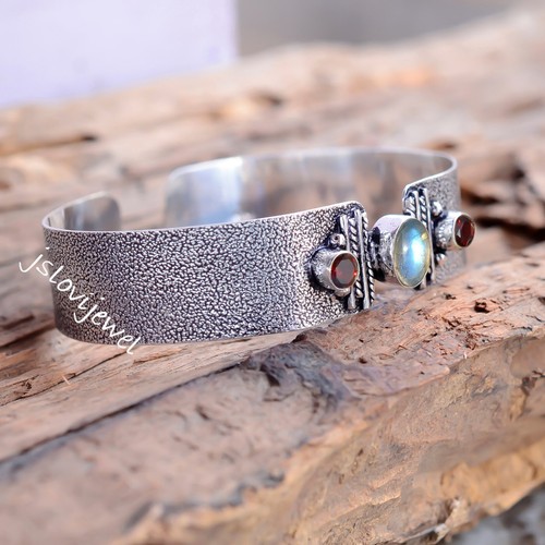 VALENTINO Bracciale Bracciale Bracciale Argento Sterling 925 Granato & Labradorite sfaccettato