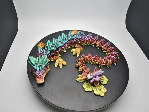 Orchid Flower Crystal Flexi Dragon - 3D printed articulating joint fidget toy! Cover