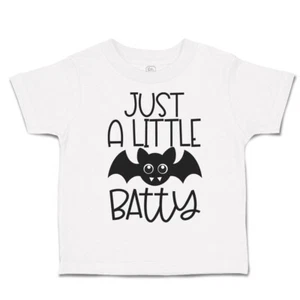 Halloween Toddler T-Shirt Just A Little Batty Bat Nightmare Boy & Girl Clothes - Picture 1 of 21