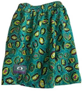 Vtg hang ten swim trunks Boys M 10 Nylon board shorts neon Green Geometric 90s - Picture 1 of 7