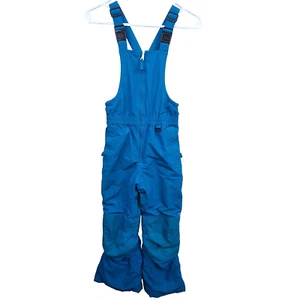 Lands End Kid Snow Pants SZ 10S Grow-A-Longs Squall Bib Insulated Teal Blue Ski - Picture 1 of 20