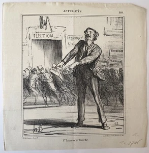 Lithographie, Daumier, V'là ma cartouche., Actualités, LD3746 - Bild 1 von 2