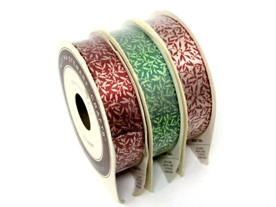 Lot of 3 Spools Martha Stewart Crafts Ribbon 5/8" x 3 yards ea. Reversible Satin - Image 1 of 4