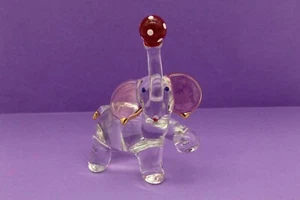 Elephant Circus Red Polka Dot Ball Hand Blown Glass Vintage - Picture 1 of 8