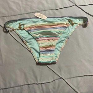Victoria’s Secret Multicolor Metallic Bikini Bottoms w/ Gold Metal Accents S NWT - Picture 1 of 7