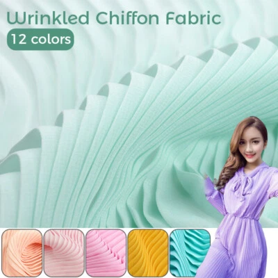 Falda plisada de 100 cm de tela de gasa material artesanal hágalo usted mismo costura suave amarillo púrpura Foto 1 de 4