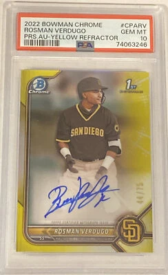 2022 Bowman Chrome Rosman Verdugo Yellow Refractor Auto /75 PSA 10 GEM MINT - Image 1 of 2