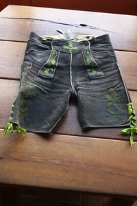 Schöne alte bestickte bayrische Lederhose - eine Jugendgröße 188 oder H44+ ! - Bild 1 von 14