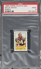 1969 Topps FB Card #NNO Willie Wood HOF FOUR IN ONE SINGLE PSA 9 MINT