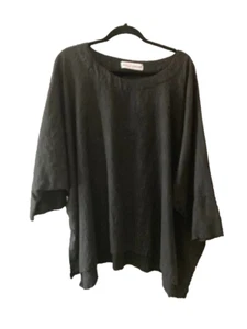 CLEARANCE!... SKULLZ LONDON BLACK LINEN ISABELLE LAGENLOOK OVERSIZED TUNIC OS - Picture 1 of 2