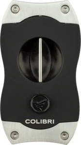 COLIBRI Cutter Per Sigari V-Cut Nero-Cromo / 23 Mm Taglio / 7 Mm Incisione - Picture 1 of 3