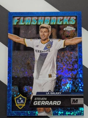 2023 TOPPS CHROME MLS STEVEN GERRARD FLASHBACKS BLUE MINI DIAMONDS Ser #083/199 - Image 1 of 4