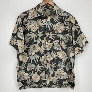 Camisa Cooke Street Hawaiana Botón Para Hombre M Gris Tropical Estampado Floral Algodón - Imagen 1 de 8