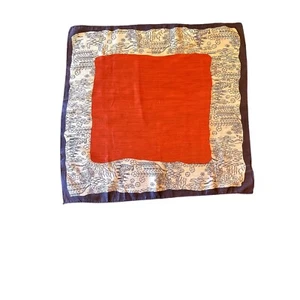 Red White Blue Vintage 1980s Floral Asian Scarf Made in Japan - Picture 1 of 4