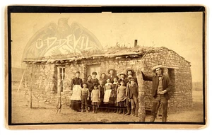 1880s Lincoln Nebraska NE Rural Sod School House Western Cowboy cabinet photo - Picture 1 of 6