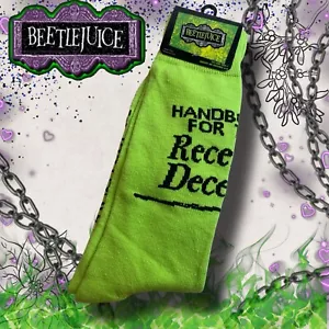 BEETLEJUICE ‘Handbook For The Recently Deceased’ Crew Socks 6-12 Unisex NWT - Picture 1 of 2
