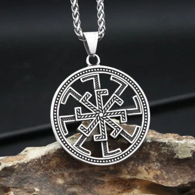 Slavic Kolovrat Sun Wheel Necklace Stainless Steel Necklace - Bild 1 von 4
