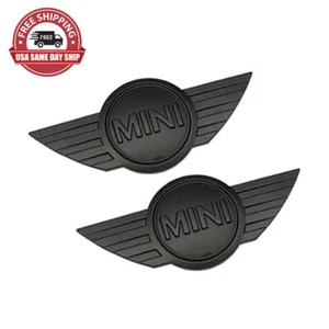 2x Mini Cooper Matte Black Badge Bonnet Badge Sticker JCW R53 R55 R56 R57 R58 59 - Picture 1 of 4