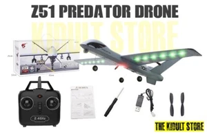 Z51 RC Predator Glider 2CH Reaper Drone Foam Plane With LED Light 660MM Wingspan - Picture 1 of 6